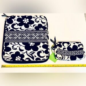 Vera Bradley Laptop Sleeve Case Makeup Case Set Black White New Washable